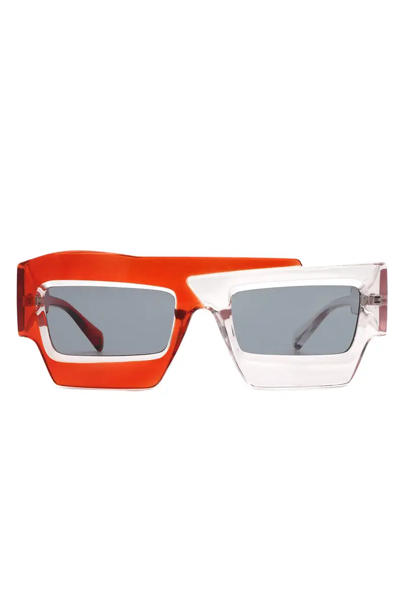 Marble Square Flat Top Frame Sunglasses