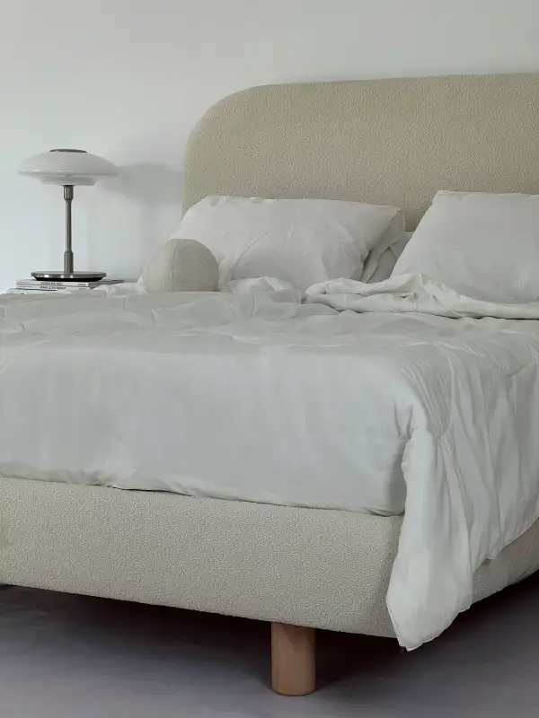 Padded Boucle Platform Bed