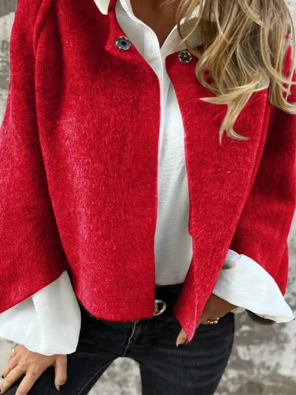 Full Size Dropped Shoulder Fuzzy Knit Cardigan Plus Size