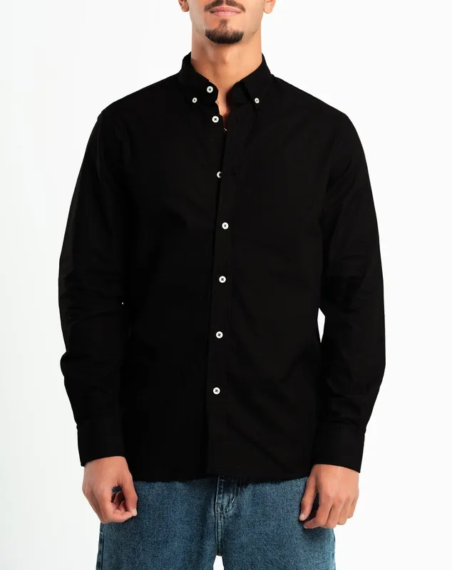 Black Structured Button Front Shirt