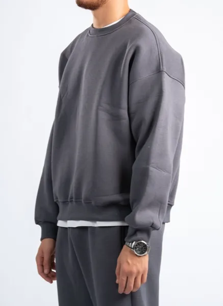 Charcoal Grey Boxy Fit Crewneck Sweatshirt