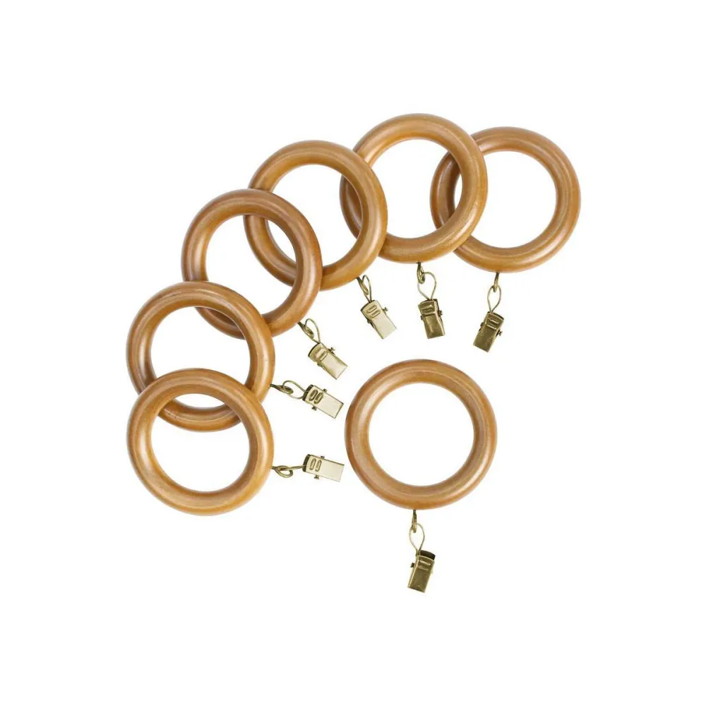 7-Piece Wood Curtain Ring Hardware Set