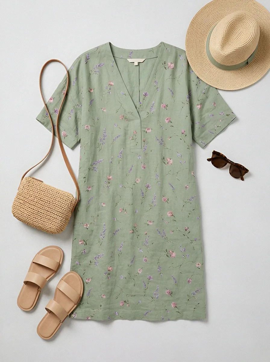 Women's Summer Vacation Lavender Floral Printed Dress