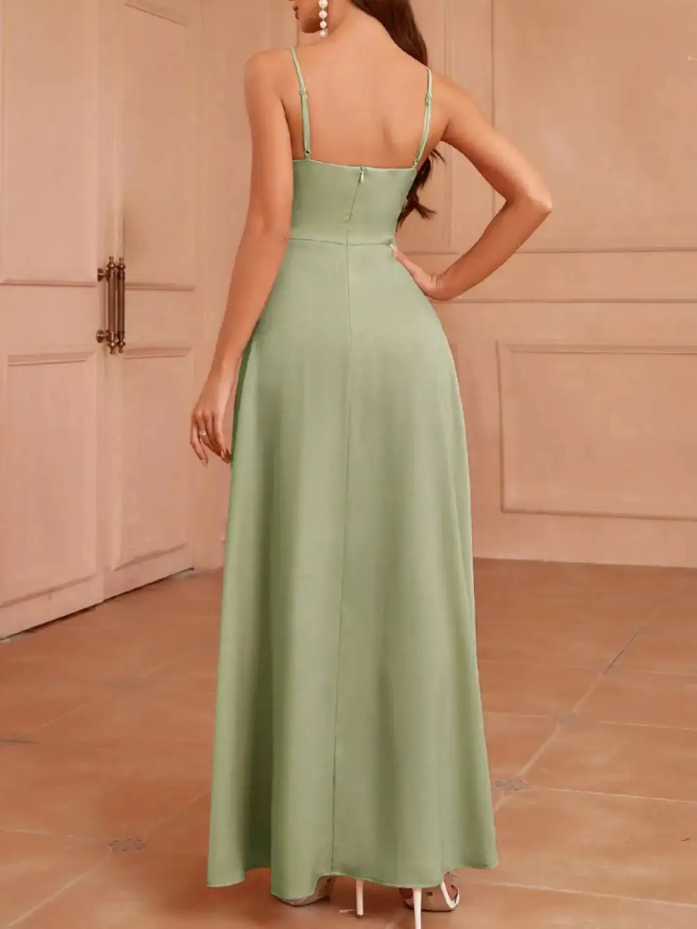 Relaxed Slit Spaghetti Strap Maxi Dress