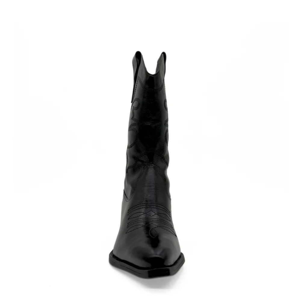 Leather Cowboy Ankle Boots