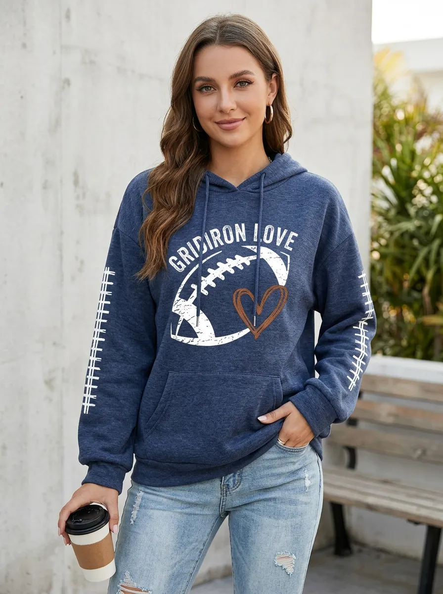 Women's Gridiron Love Heart Graphic Hoodie