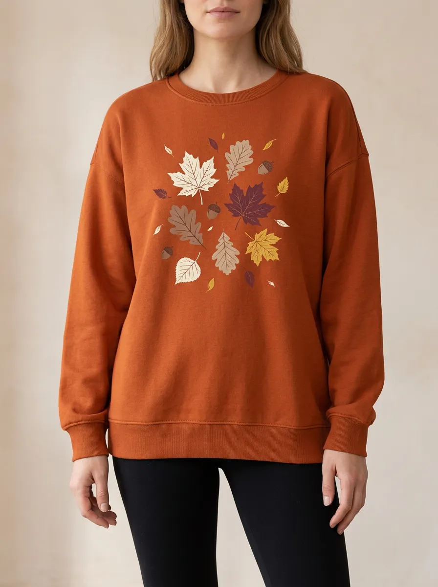 Soft Printed Acorn Graphic Sweatshirt