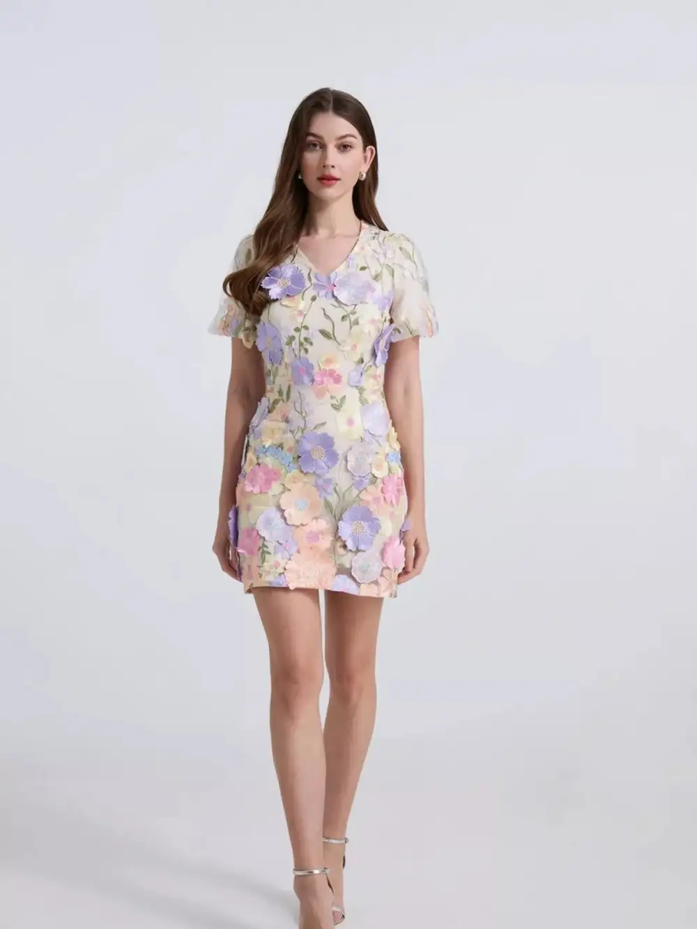 Puff-Sleeve Floral Mini Dress