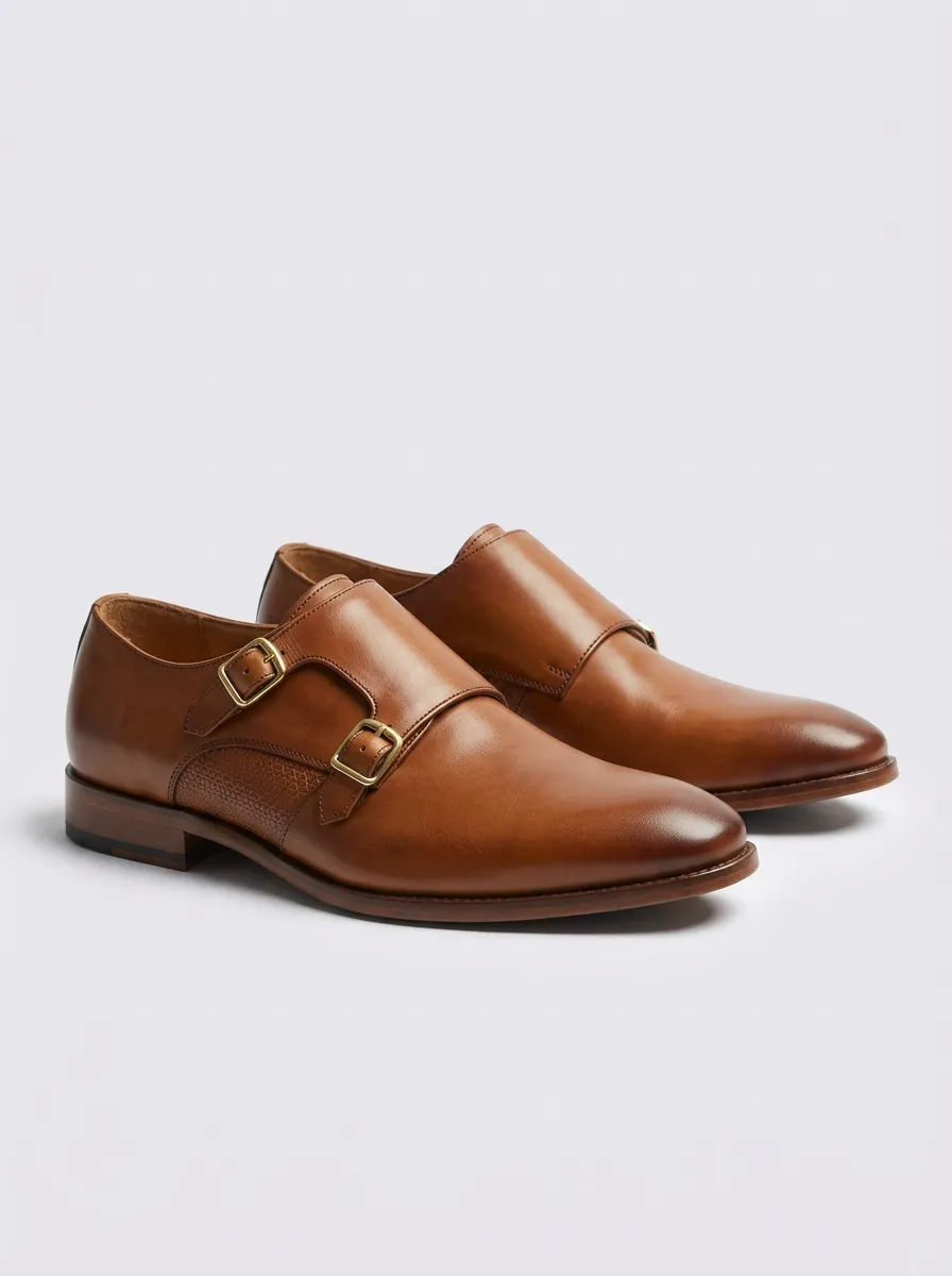 Men's Clean-Lined Classic Business Leather Double Monk Strap Shoes