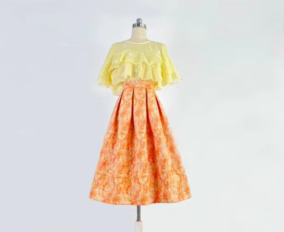 Polished Picnic High Waist Skirt