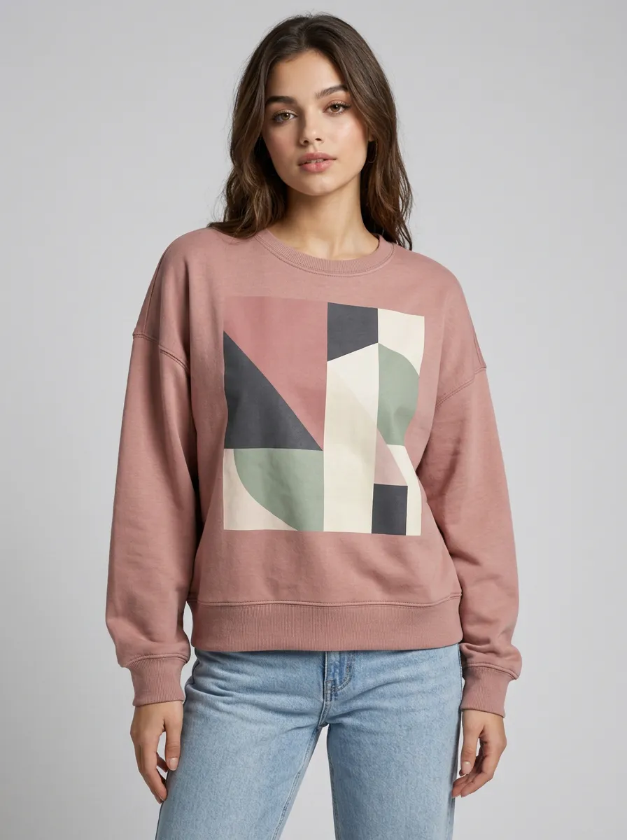 Women's Minimalist Abstract Geometric Printed Sweatshirt