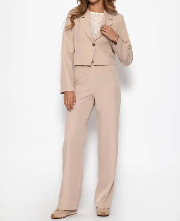 Beige Straight Everyday Pants