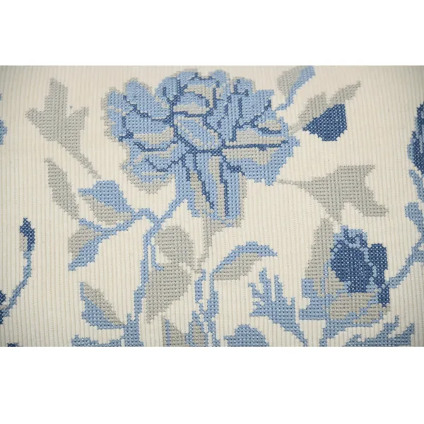 Floral Striped Velvet Lumbar Decorative Cushion Cover