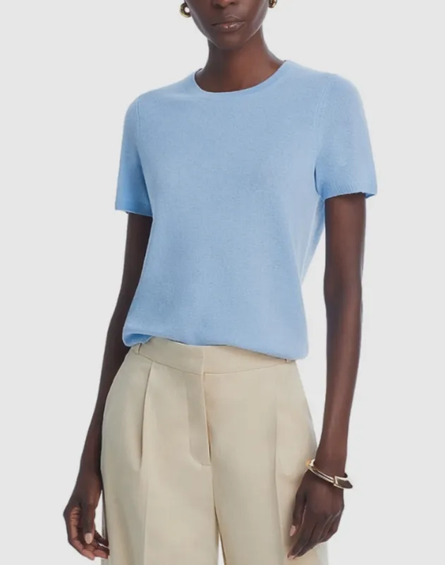 Ribbed Cashmere Short Sleeve Sweater