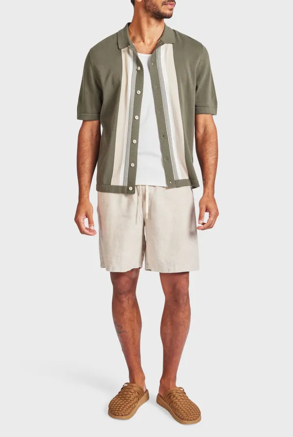 Relaxed Tapered Linen Blend Casual Lounge Shorts
