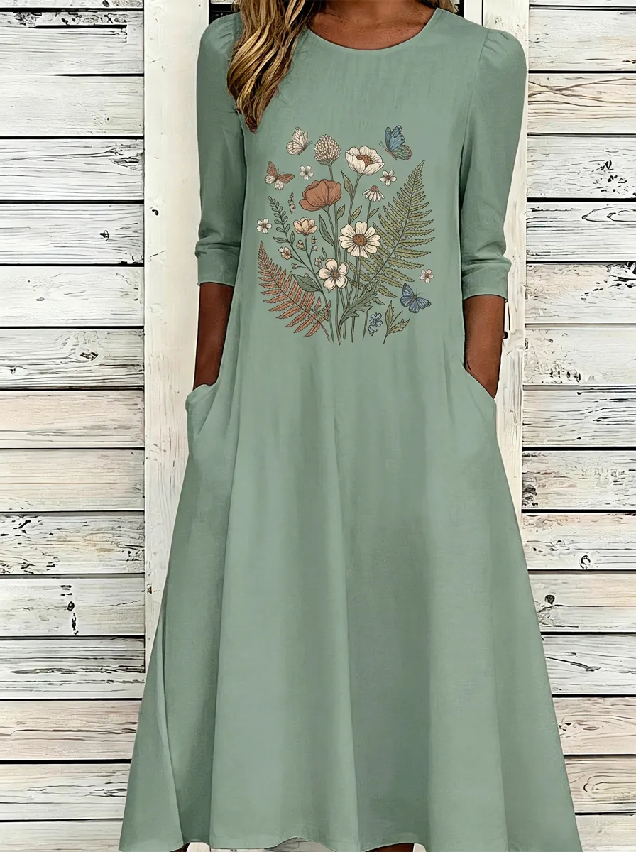 Botanical Butterfly Floral Dress