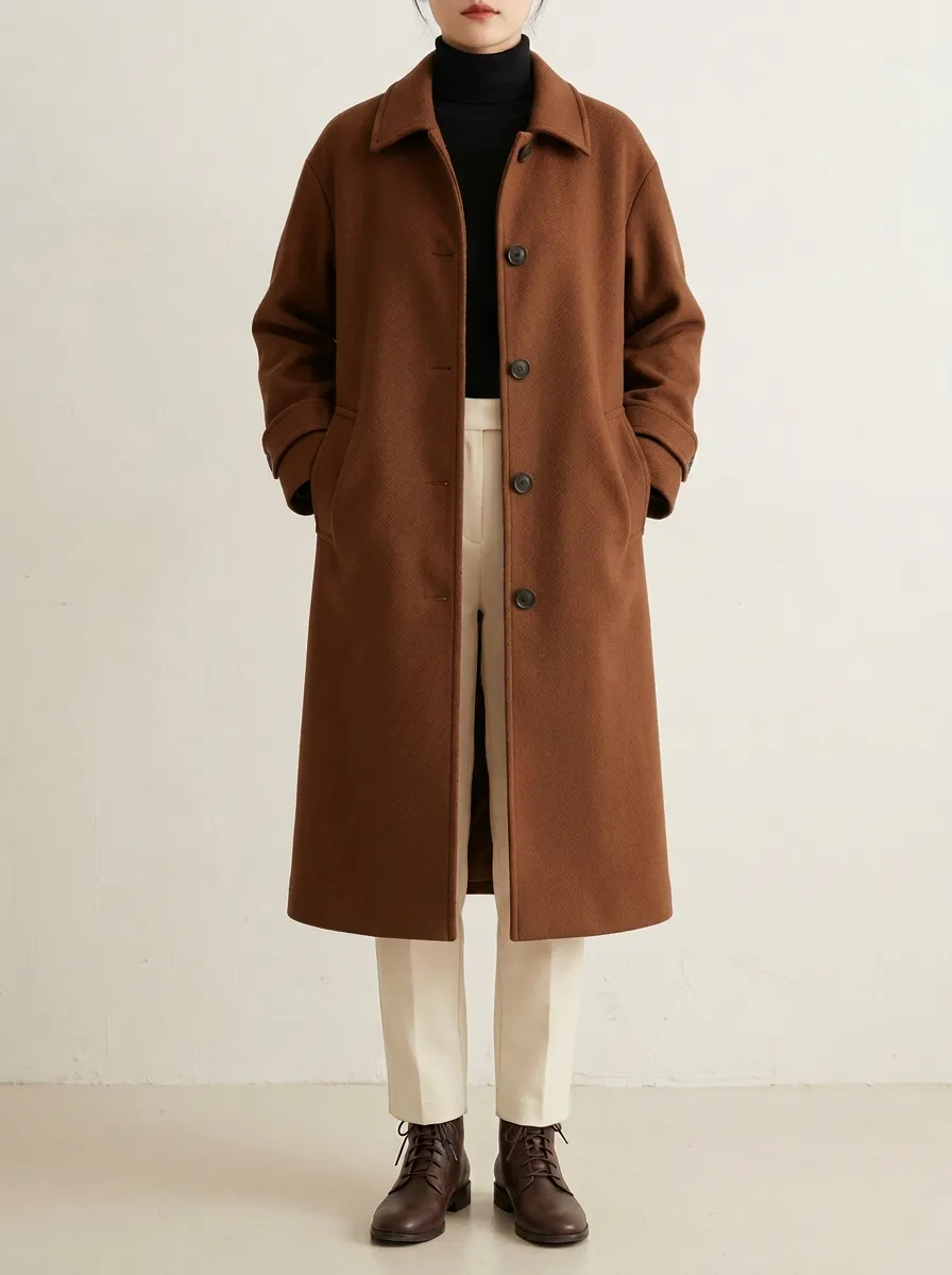 Longline Wool-Blend Outerwear Coat