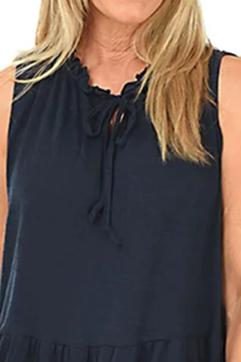 Sleeveless Ruffled Tie-Neck Dress