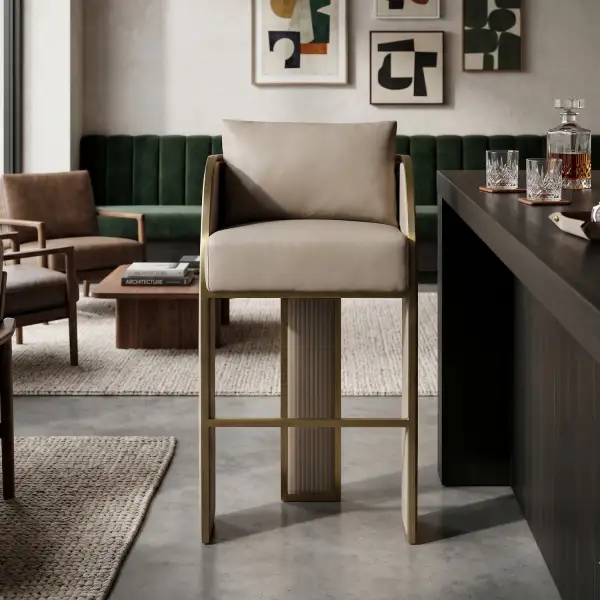 Leather Three-Legged Bar Stool