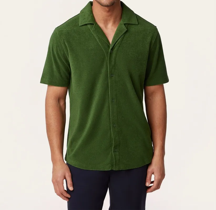 Short Sleeve Terry Shirt Dark Green
