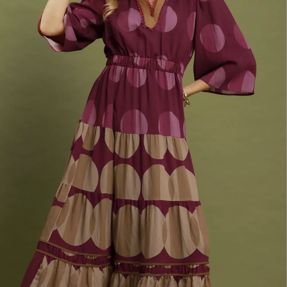 Classic Polka Dot Lace Detail Smocked Tiered Dress