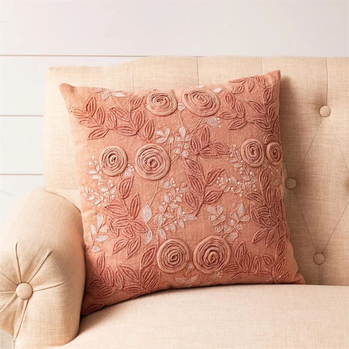 Embroidered Decorative Accent Pillow