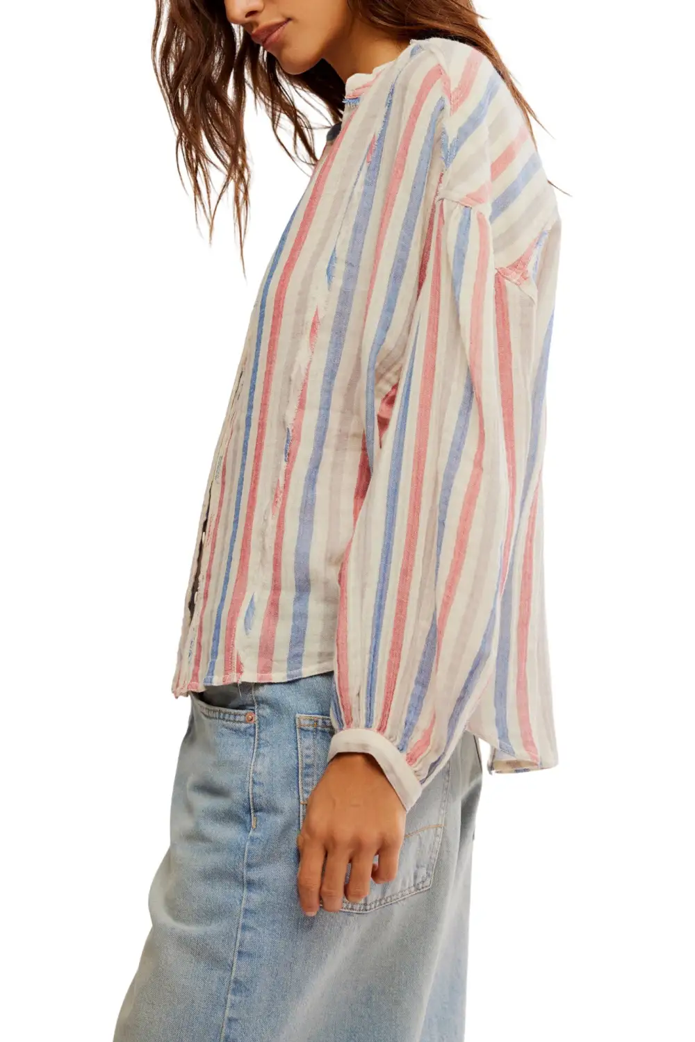 Striped Button Front Collared Shirt