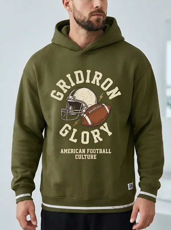 Men's American Football Lover Gridiron Glory Helmet Graphic Hoodie