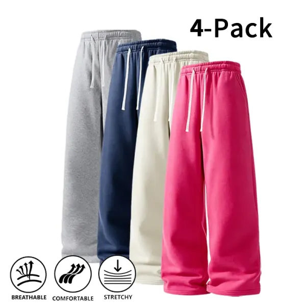 4-Pack Fall & Winter Styles Ultra-Soft Wide-Leg Sweatpants | Breathable athletic pants for basketball, running, and gym (optional 4-pack and 2-pack)