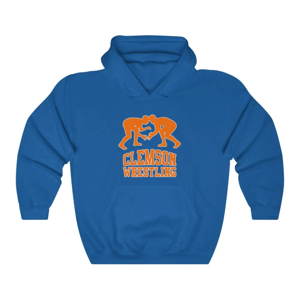 Relaxed Retro Text Wrestling Graphic Pullover Hoodie