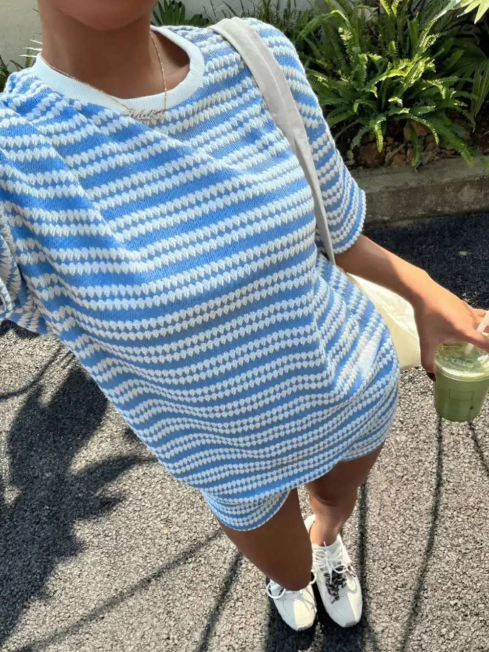 Striped Short Sleeve Top Shorts Set