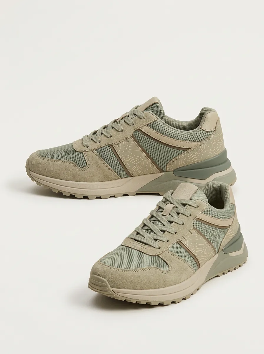 Unisex Contemporary Outdoor Hiking Topographic Map Print Sneakers