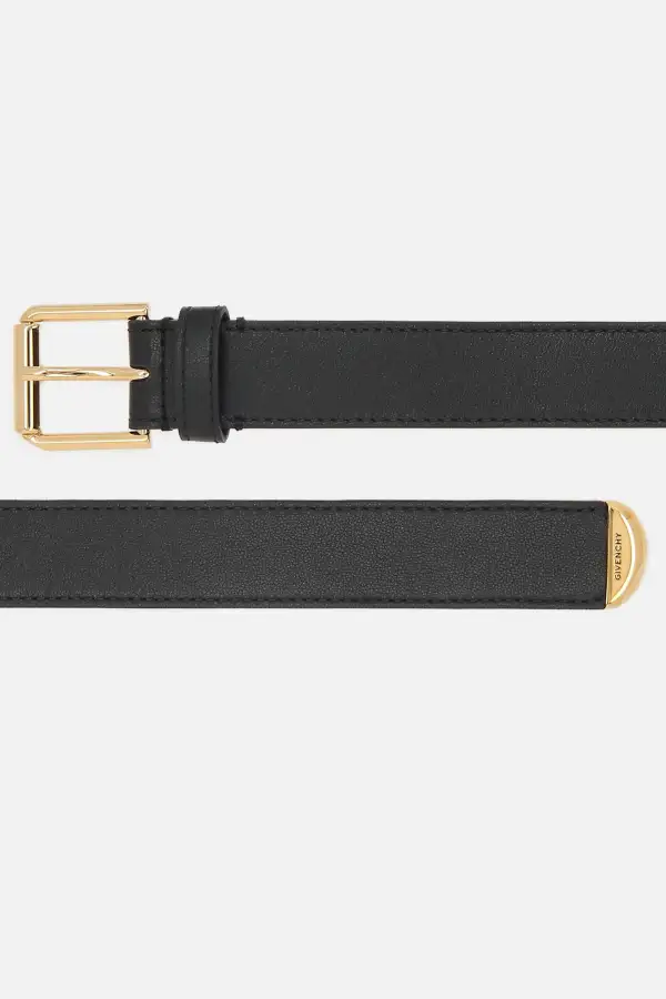 Gold Tone Leather Waist Belt