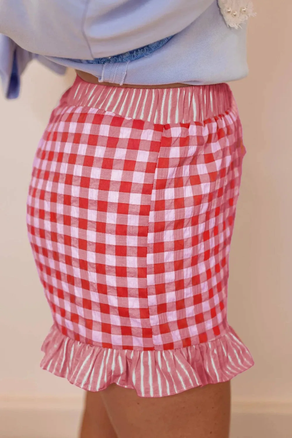 High Waist Ruffle Hem Women's Casual Shorts