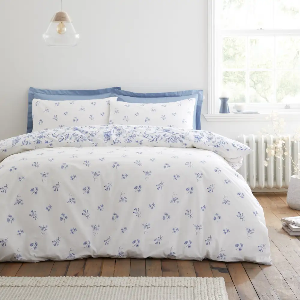 Modern Bedroom Reversible Floral Cotton Duvet Cover Set