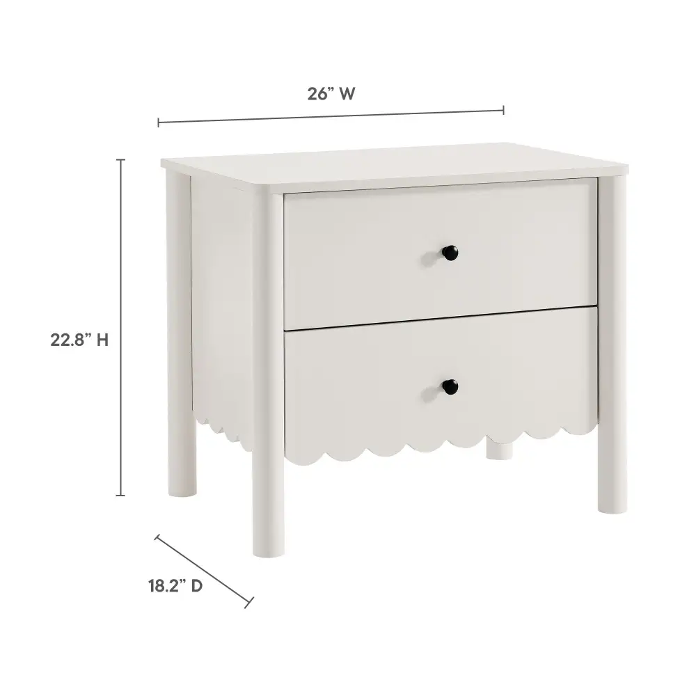Scalloped Two Drawer Nightstand