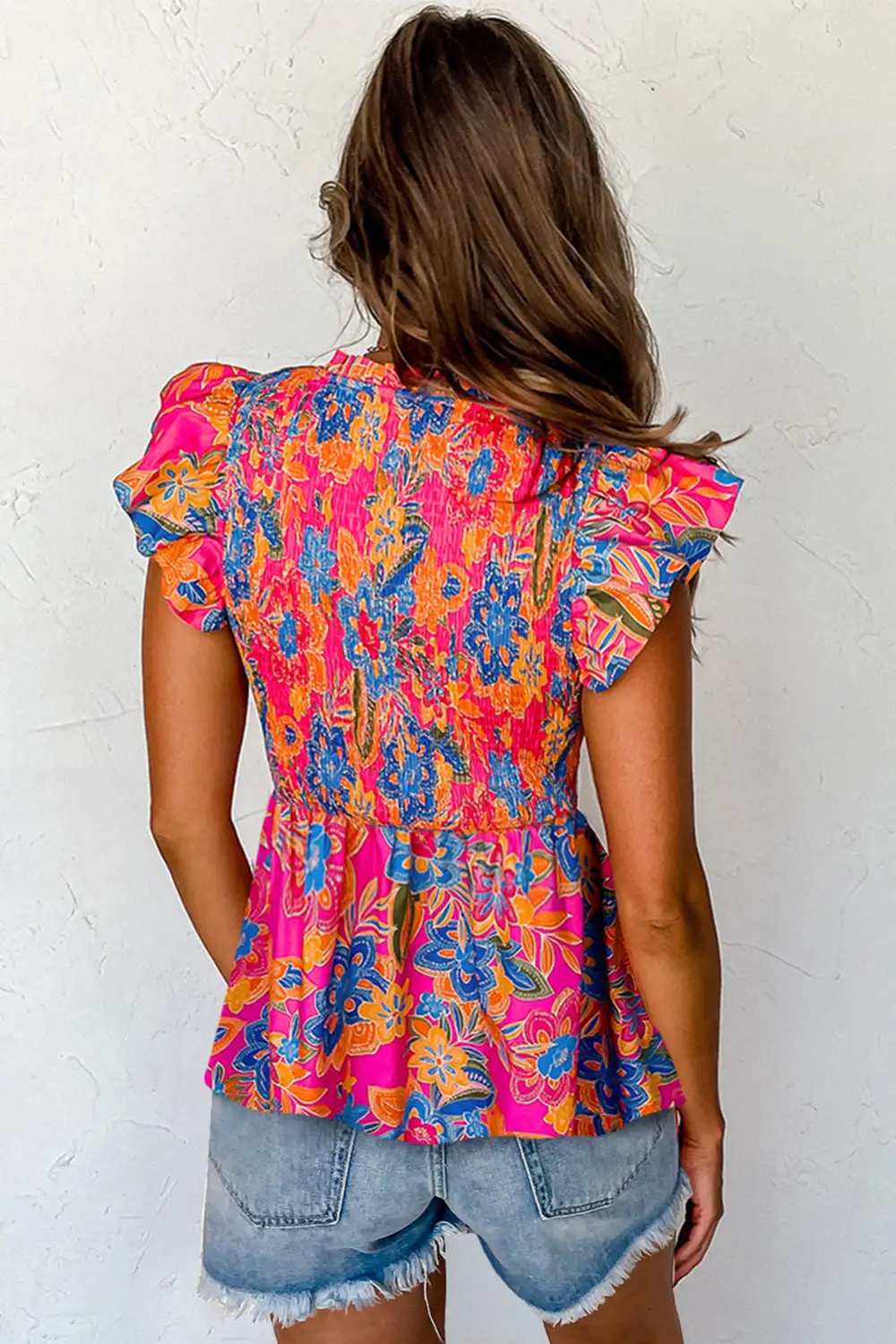Floral Ruffled Smocked Blouse