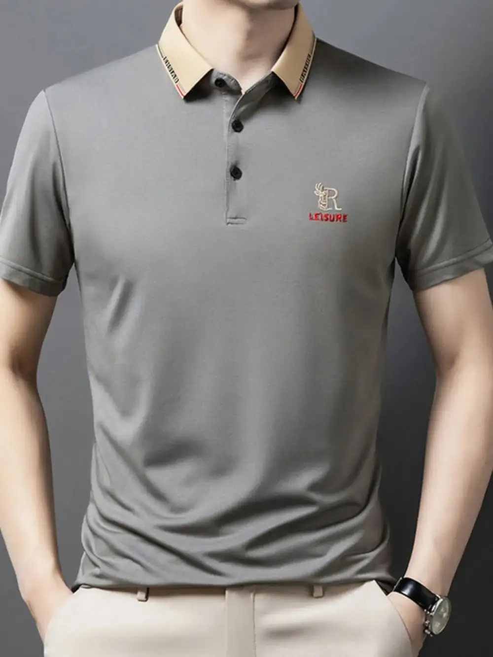 Pocket Detail Contrast Collared Polo Shirt