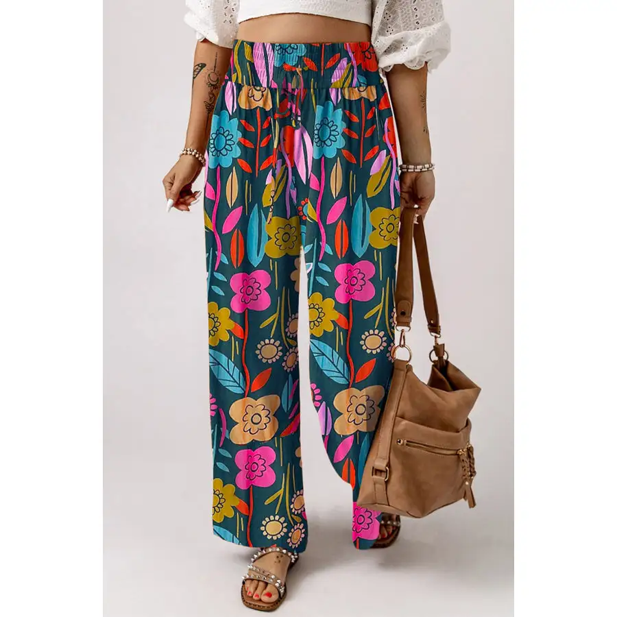 Printed High Waist Wide Leg Pants
