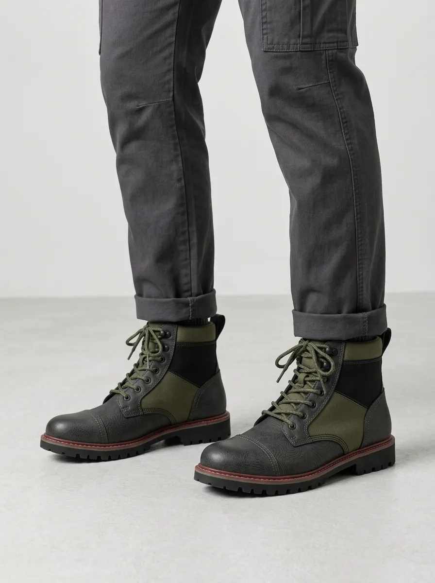 Unisex Everyday Outdoor Adventure Topographic Print Work Boots