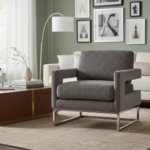Curved Velvet Accent Chair