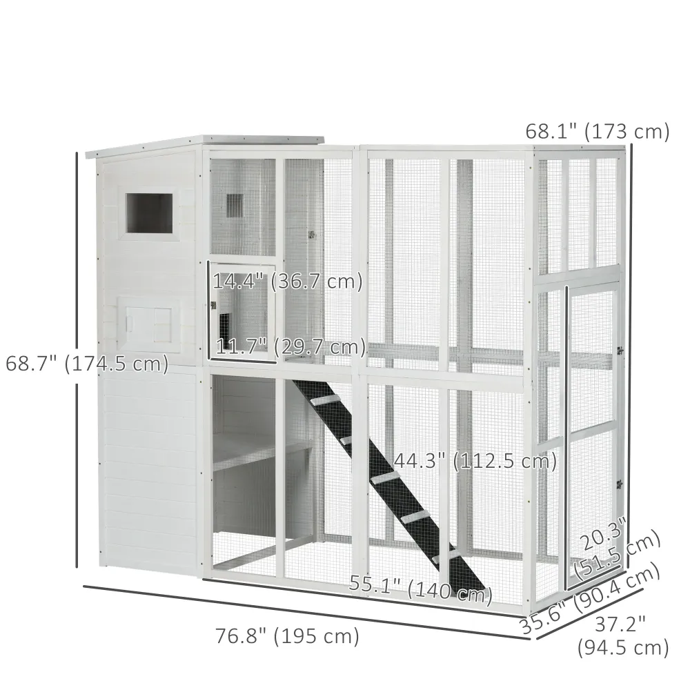 Versatile Outdoor Cat Condo with Enclosure, Cat Helper for Climbing and Lounging Outdoors