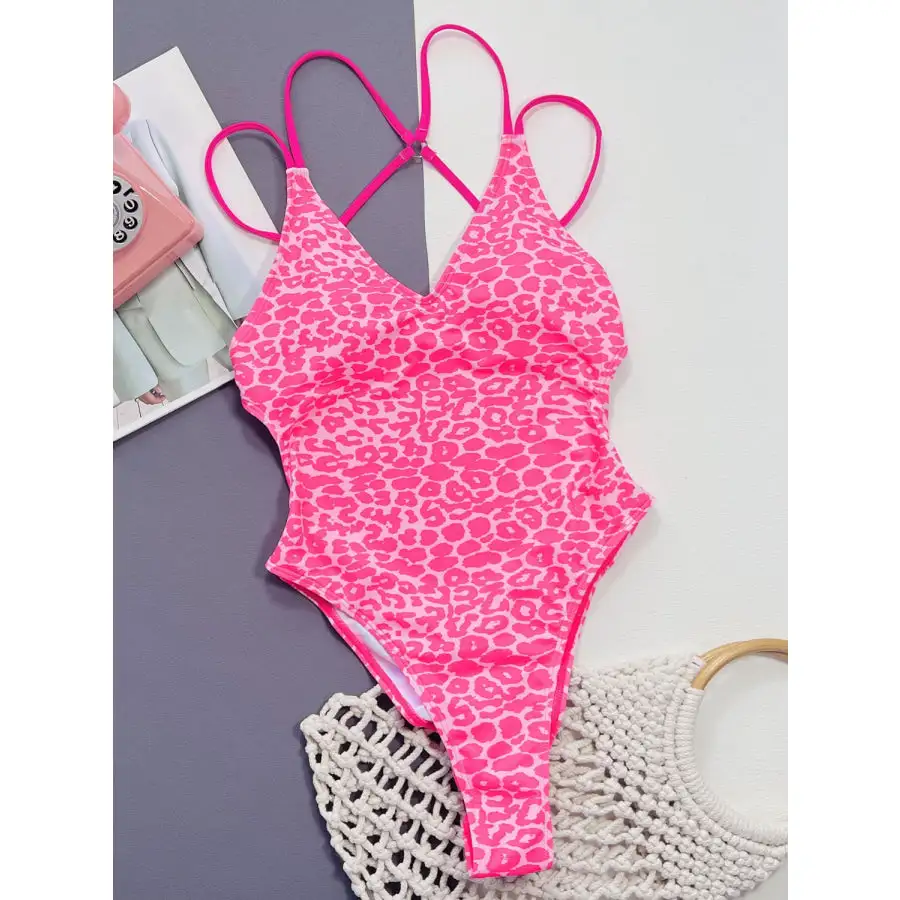 Women's Plunge-Neck Leopard-Print One-Piece Swimsuit