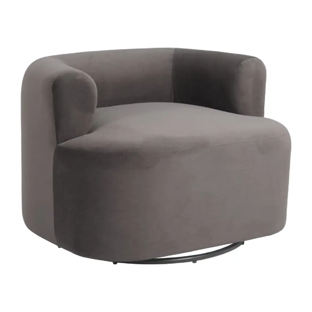 Curved Velvet Swivel Chair