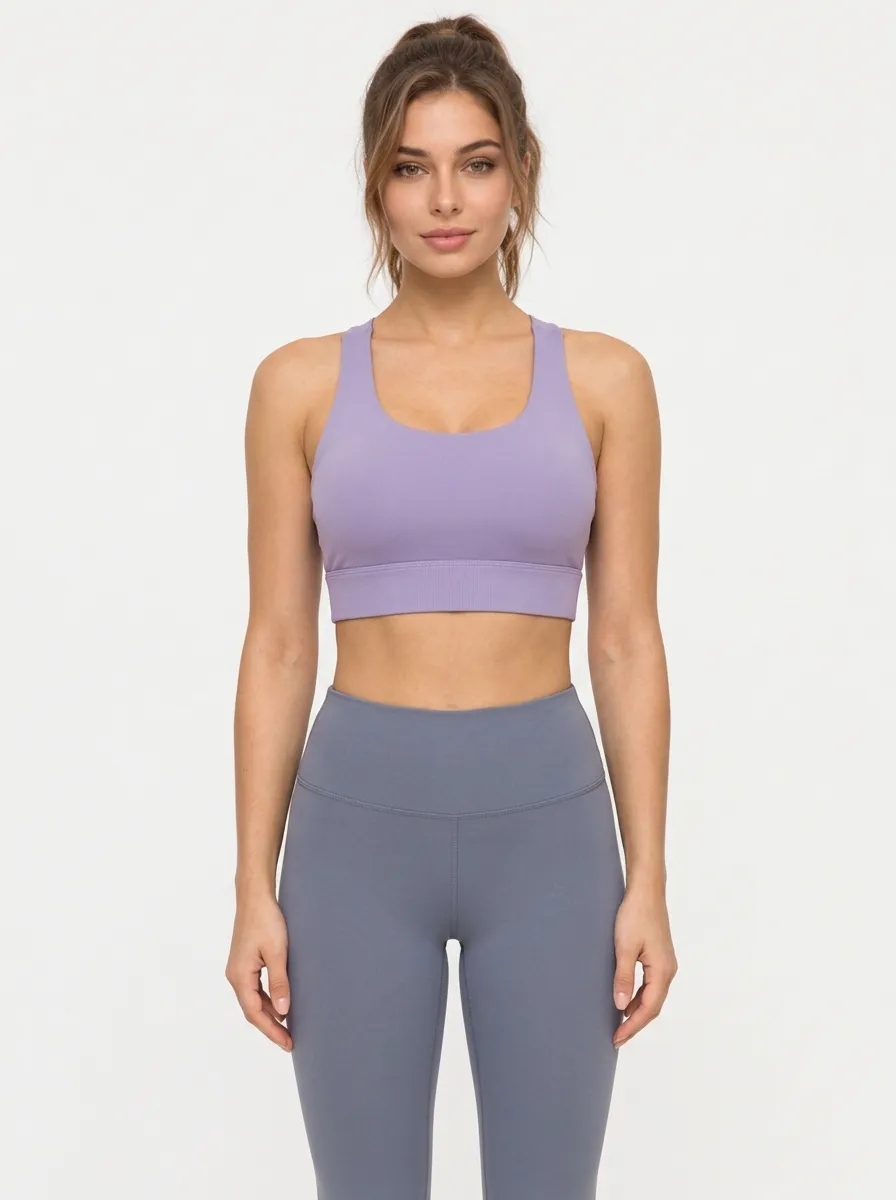 Women's Purple Cross Back Sports Bra