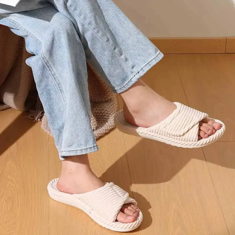 Soft Feel Open Toe House Slippers