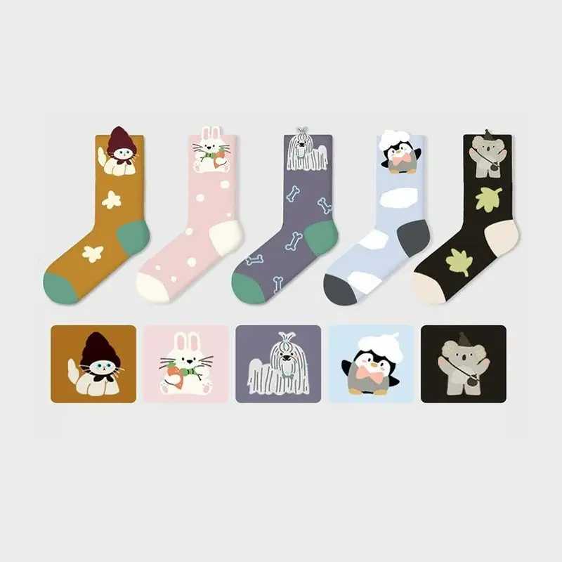 Playful Animal Character Crew Socks