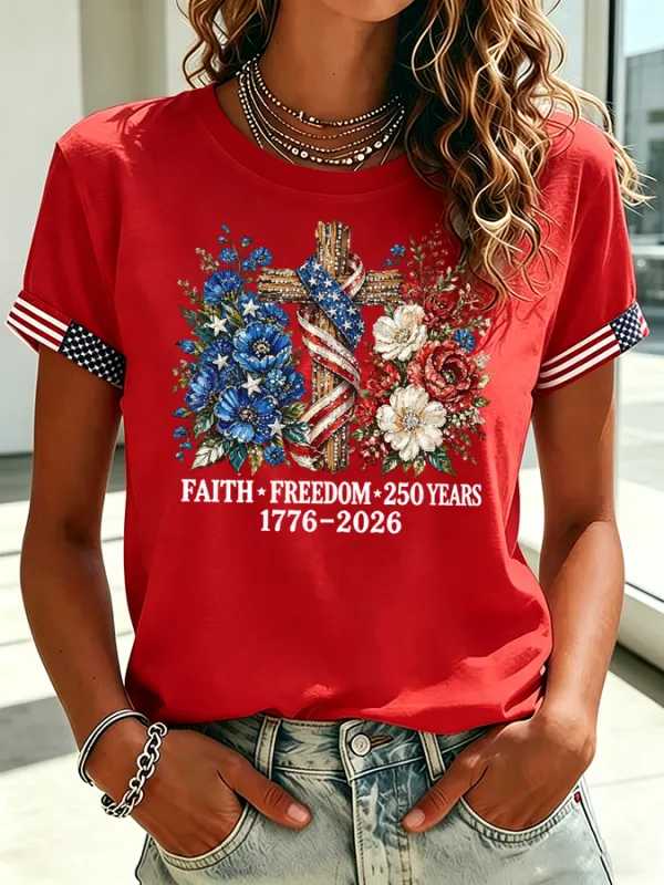 Women'S 250Th Anniversary Printed Casual T-Shirt