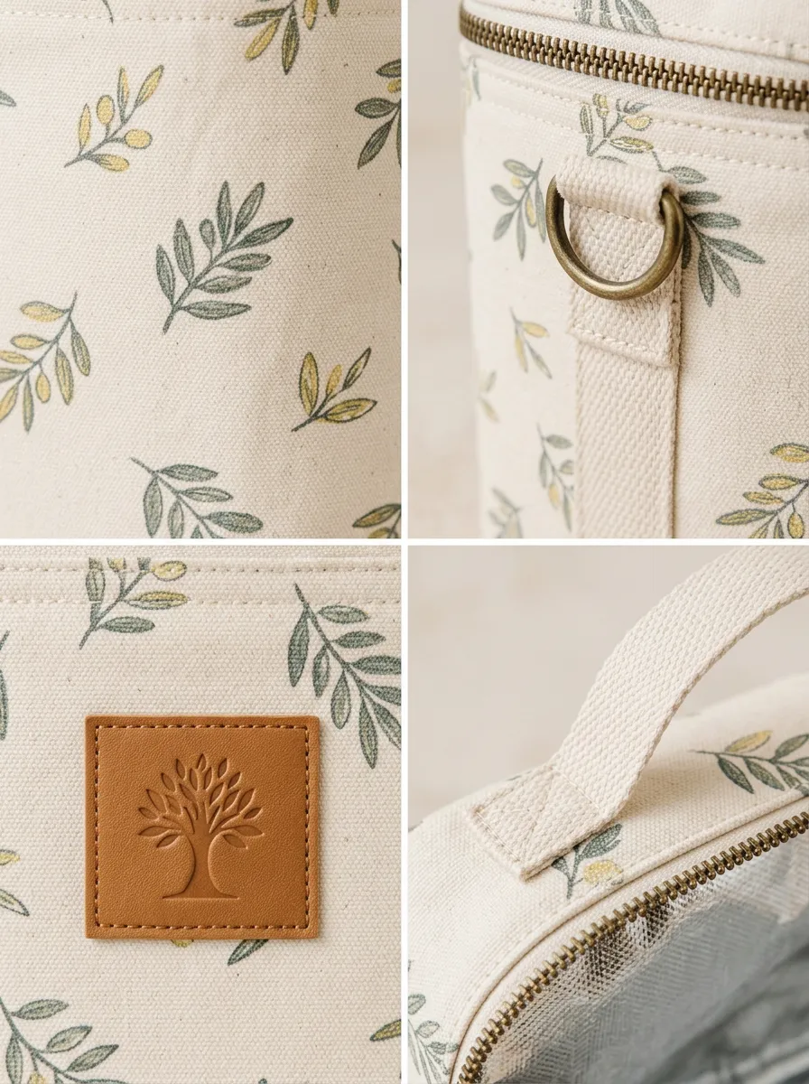Botanical Olive Branch Pattern Printed Insulated Lunch Bag