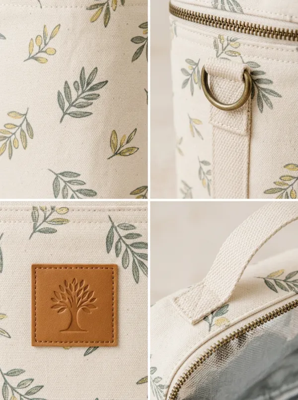 Botanical Olive Branch Pattern Printed Insulated Lunch Bag